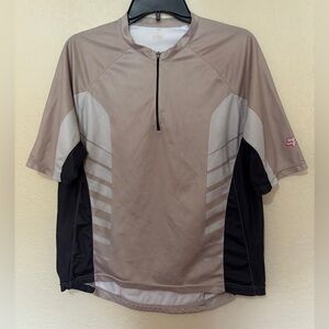 Fox Racing Mens 1/4 Zip T Shirt Size Medium Black & Beige
